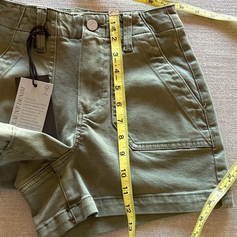 PAIGE Olive Green High-Waist Utility Shorts - Picture 7 of 7
